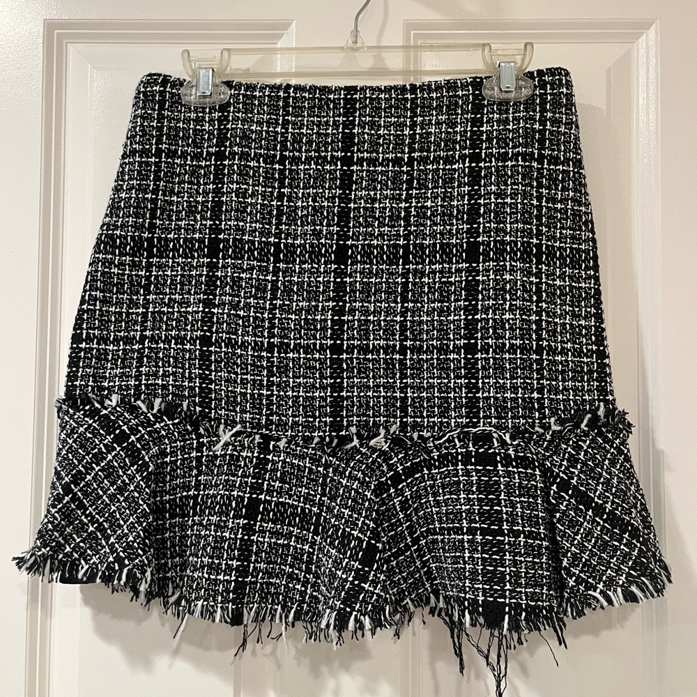 Francesca’s Alya Black and White Tweed Mini Skirt